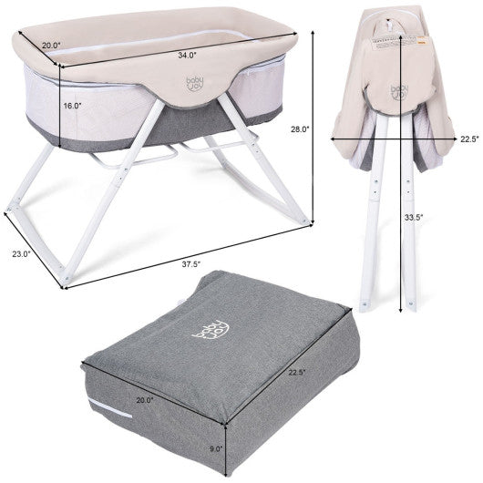 Portable Newborn Rocking Foldaway Baby Bassinet Crib-Gray