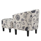 Modern Accent Tub Chair and Ottoman Set with Fabric Upholstered-Gray