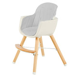 3-in-1 Convertible Wooden High Chair with Cushion-Gray