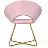 Modern Accent Velvet Dining Arm Chair with Golden Metal Legs and Soft Cushion-Pink