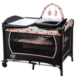 4-in-1 Convertible Portable Baby Playard with Changing Station-Pink