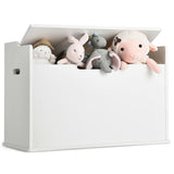Kids Toy Wooden Flip-top Storage Box Chest Bench with Cushion Hinge-White