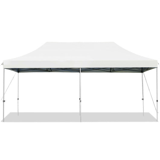 10 x 20 Feet Adjustable Folding Heavy Duty Sun Shelter with Carrying Bag-White