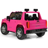 12V 2-Seater Licensed GMC Kids Ride On Truck RC Electric Car with Storage Box-Pink