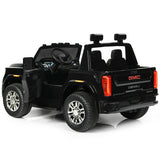 12V 2-Seater Licensed GMC Kids Ride On Truck RC Electric Car with Storage Box-Black