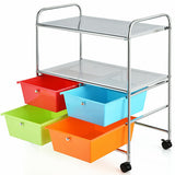 4 Drawers Shelves Rolling Storage Cart Rack-Multicolor