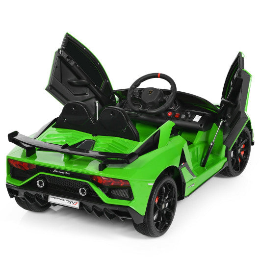 12 V Licensed Lamborghini SVJ RC Kids Ride On Car with Trunk and Music-Green