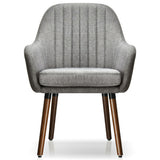 Set of 2 Fabric Upholstered Accent Chairs with Wooden Legs-Gray