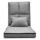 Fold Down Flip Convertible Sleeper Couch with Pillow-Gray