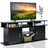 63" TV Entertainment Console Center with 2 Cabinets-Black