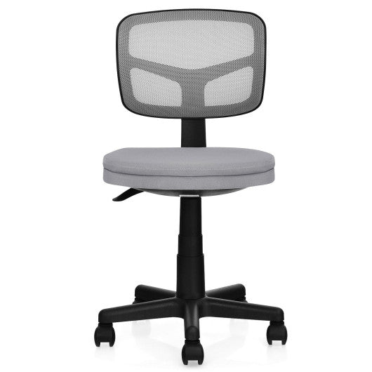 Armless Computer Chair with Height Adjustment and Breathable Mesh for Home Office-Gray