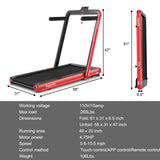 4.75HP 2 In 1 Folding Treadmill with Remote APP Control-Red