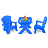 3-Piece Plastic Children Table Chair Set-Blue