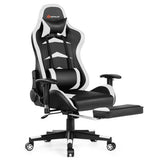 Massage Gaming Chair with Footrest-White