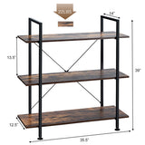 3/5 Tiers Industrial Bookcase with Metal Frame for Home Office-3-Tier