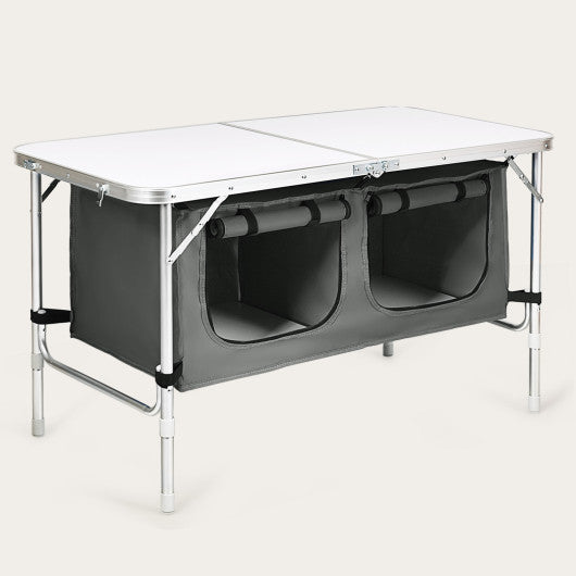 Height Adjustable Folding Camping  Table-Gray