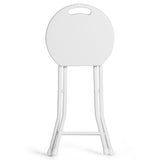 Set of 4 18 Inch Collapsible Round Stools with Handle-White