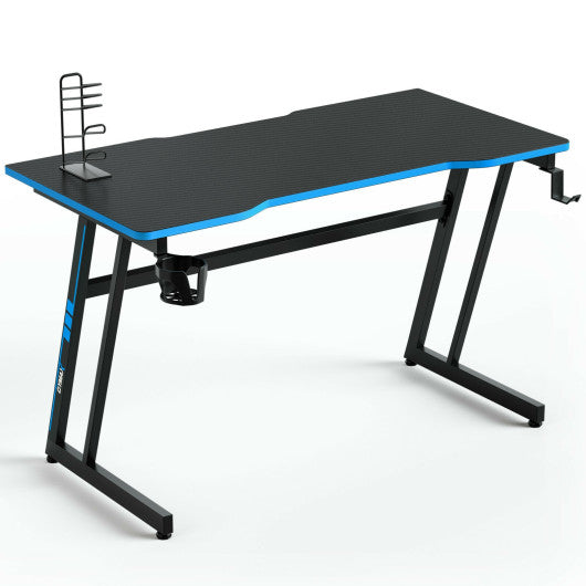 47.5 Inch Z-Shaped Computer Gaming Desk with Handle Rack-Blue