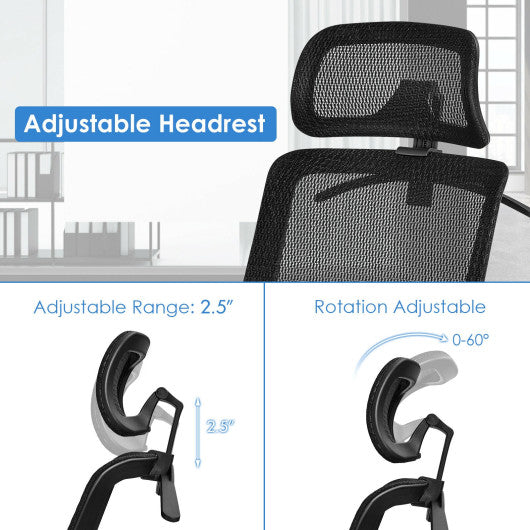 Height Adjustable Ergonomic High Back Mesh Office Chair with Hange-Black