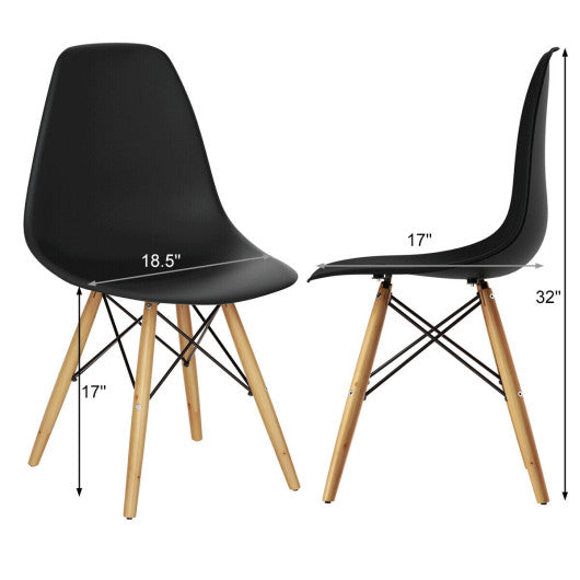 Set of 2 Mid-Century Modern DSW Dining Side Chair-Black