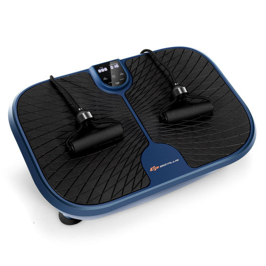 Mini Vibration Fitness Plate Machine with Remote Control and Loop Bands-Blue