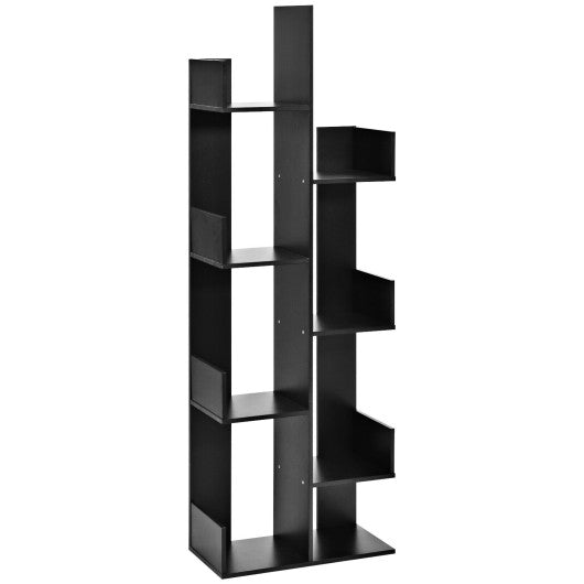 8-Tier Bookshelf Bookcase with 8 Open Compartments Space-Saving Storage Rack -Black