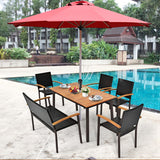 55 Inch Patio Acacia Dining Table with Umbrella Hole