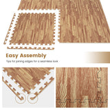 12 Tiles Wood Grain Foam Floor Mats with Borders