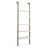 5-Tier Wood Look Ladder Shelf with Metal Frame for Home-Bronze