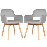 Set of 2 Modern Accent Armchairs-Gray