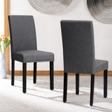 Set of 2 Fabric Upholstered Dining Chairs with Nailhead-Gray