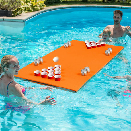 5.5 Feet x 35.5 inch 3-Layer Multi-Purpose Floating Beer Pong Table-Orange