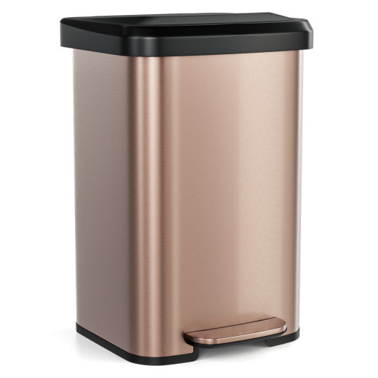 13.2 Gallon Step Trash Can with Soft Close Lid and Deodorizer Compartment-Golden