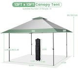 13 x 13 Feet Pop-Up Patio Canopy Tent with Shelter and Wheeled Bag-Gray