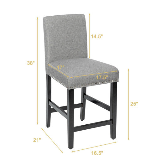 25 Inch Kitchen Chairs with Rubber Wood Legs-Gray