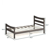Twin Size Rustic Style Platform Bed Frame with Headboard and Footboard-Dark Brown