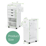 Wooden Utility Rolling Craft Storage Cart with Lockable Casters-White