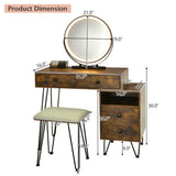Modern Dressing Table with Storage Cabinet-Rustic Brown