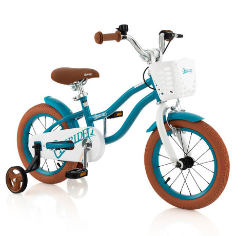 14 Inch Kid's Bike with Removable Training Wheels and Basket-Blue