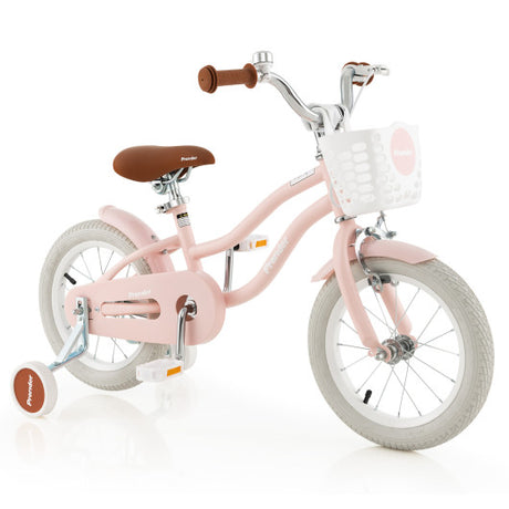14 Inch Kid's Bike with Removable Training Wheels and Basket-Pink