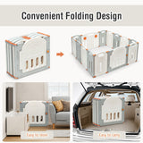 Foldable Baby Playpen 14 Panel Activity Center Safety Play Yard-Beige