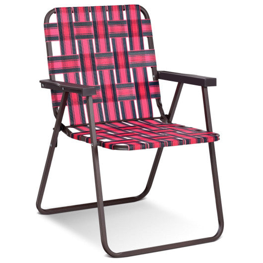 6 Pieces Folding Beach Chair Camping Lawn Webbing Chair-Red