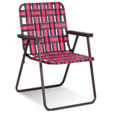 6 Pieces Folding Beach Chair Camping Lawn Webbing Chair-Red