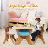 Children Kids Activity Table & Chair Set Play Furniture W/Storage-Coffee