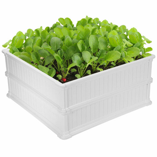 48 Inch Raised Garden Bed Planter for Flower Vegetables Patio-White