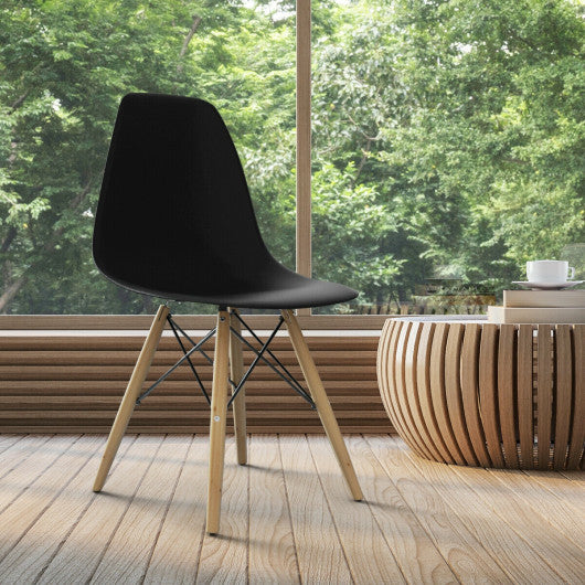 Set of 2 Mid-Century Modern DSW Dining Side Chair-Black