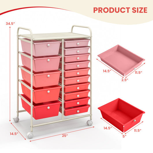 15-Drawer Utility Rolling Organizer Cart Multi-Use Storage-Pink – Aiden's  Corner