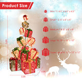 15 Stacked Lighted Christmas Gift Box Tower with 450 Warm White Lights