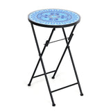 14 Inch Round End Table with Ceramic Tile Top
