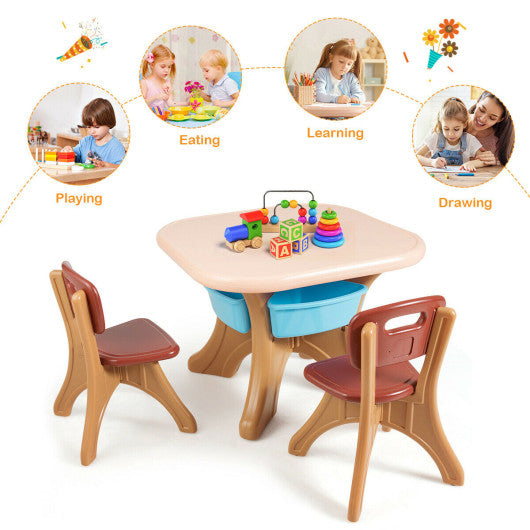 Children Kids Activity Table & Chair Set Play Furniture W/Storage-Coffee